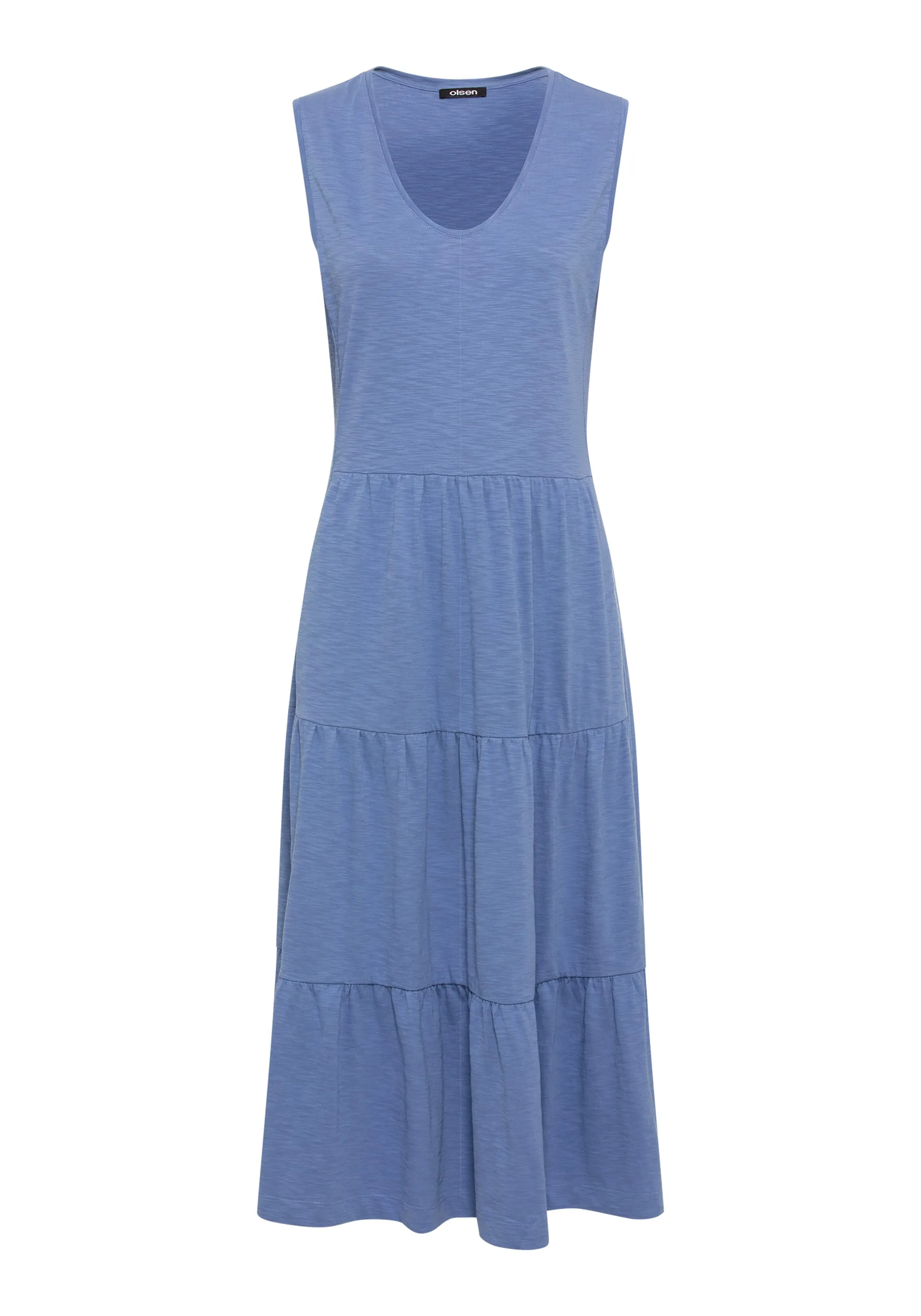 100% Cotton Sleeveless Tiered Midi Dress