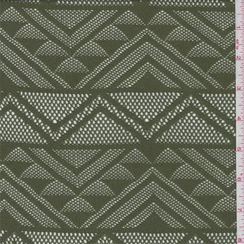 2 3/8 YD PC-Army Green Geometric Stripe Lace Fabric