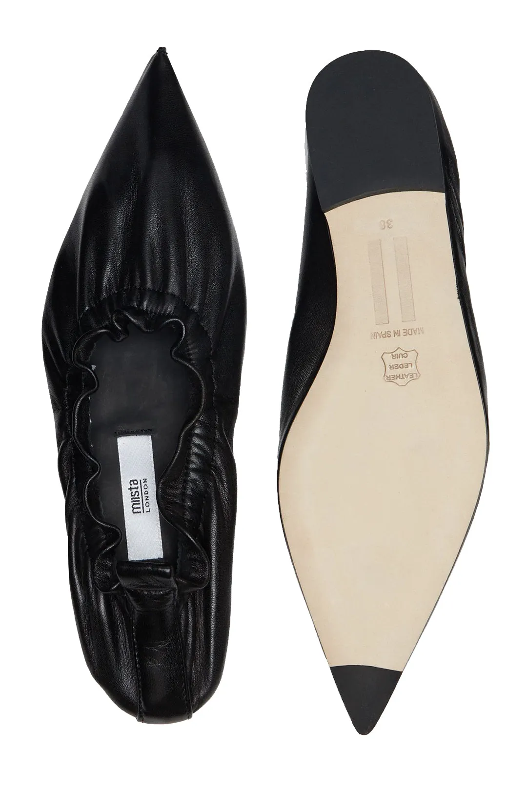 Aina Black Leather Flats