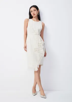 Asymmetric Tweed Midi Dress
