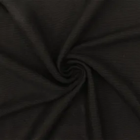 Aurora Black Solid Stretch Rayon 1x1 Rib Knit Fabric