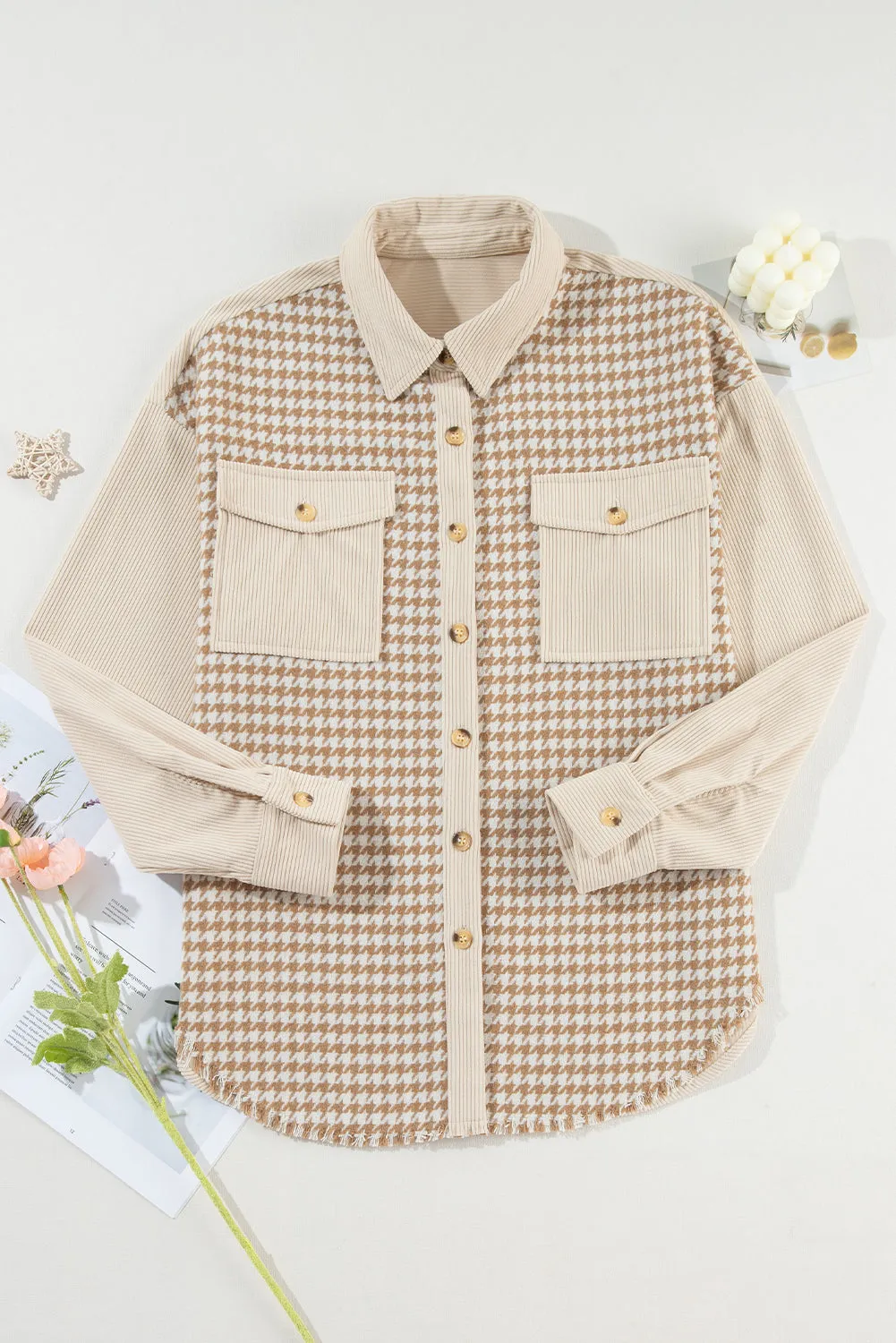 Autumnal Hues Corduroy and Houndstooth Shirt