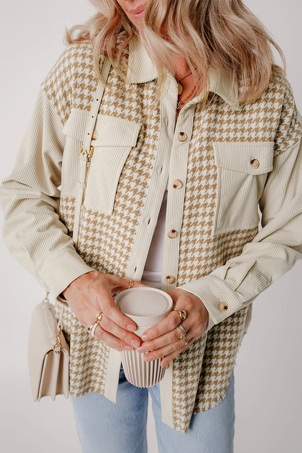 Autumnal Hues Corduroy and Houndstooth Shirt
