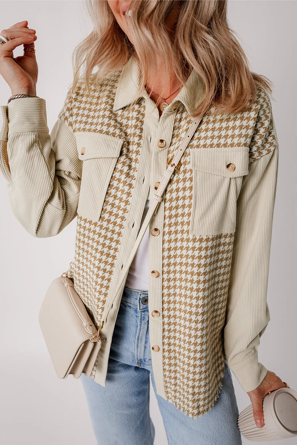 Autumnal Hues Corduroy and Houndstooth Shirt