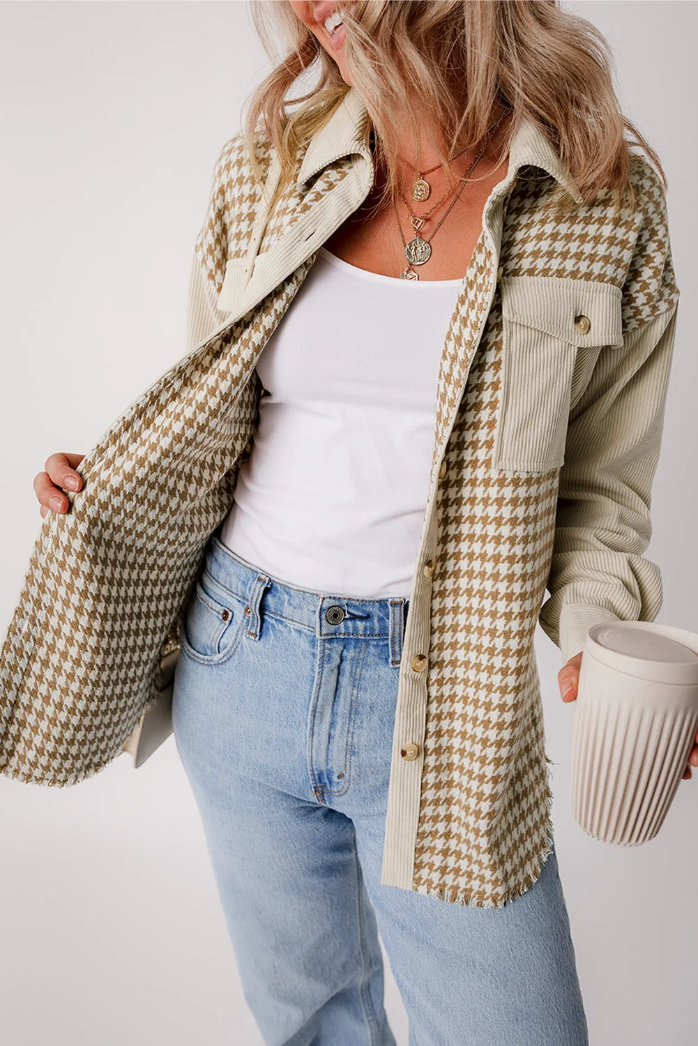 Autumnal Hues Corduroy and Houndstooth Shirt