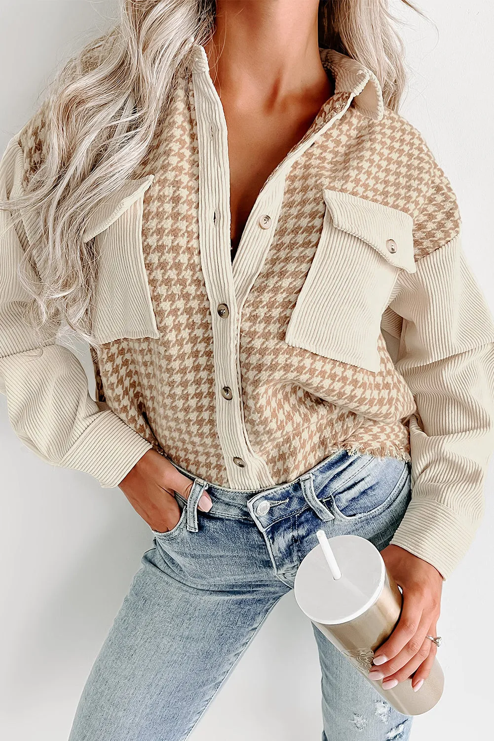 Autumnal Hues Corduroy and Houndstooth Shirt