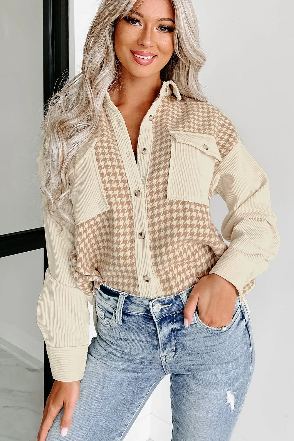 Autumnal Hues Corduroy and Houndstooth Shirt
