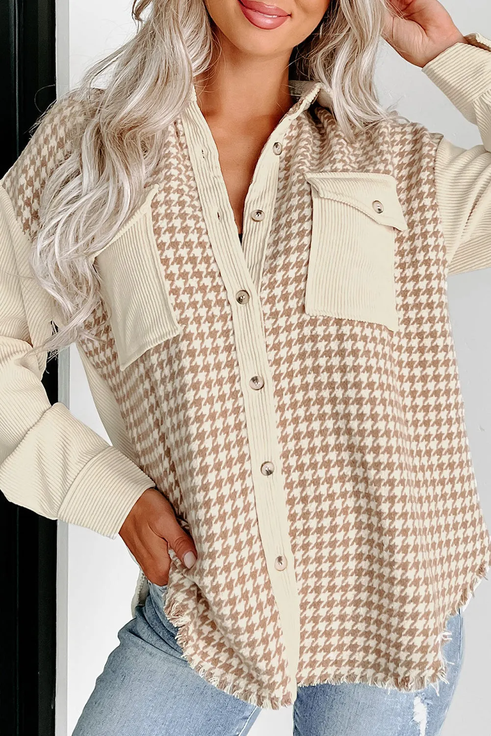 Autumnal Hues Corduroy and Houndstooth Shirt