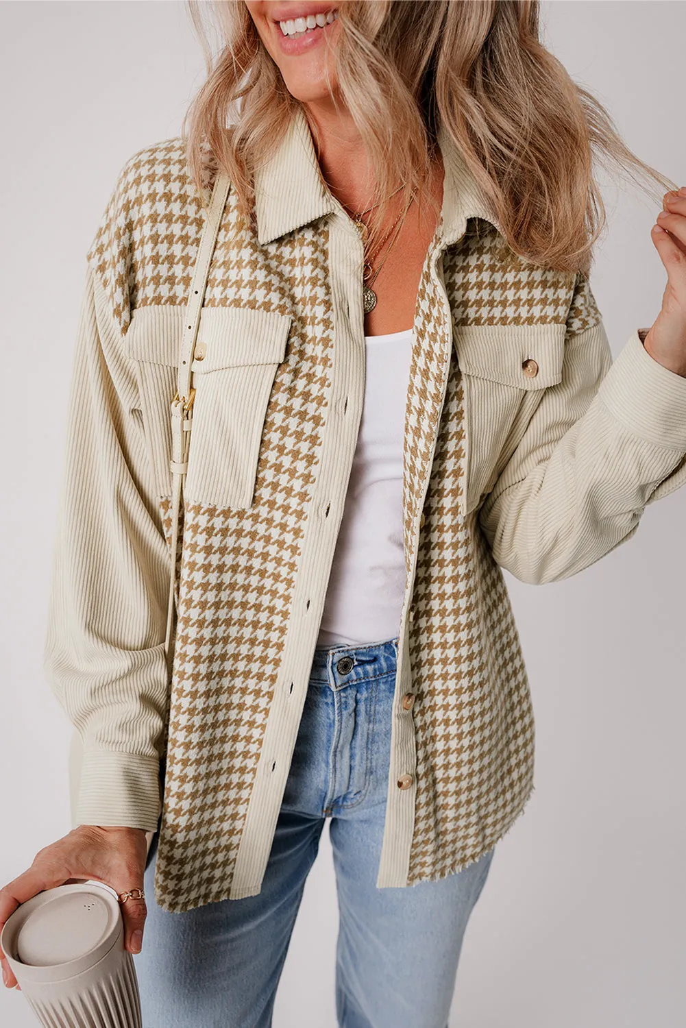 Autumnal Hues Corduroy and Houndstooth Shirt