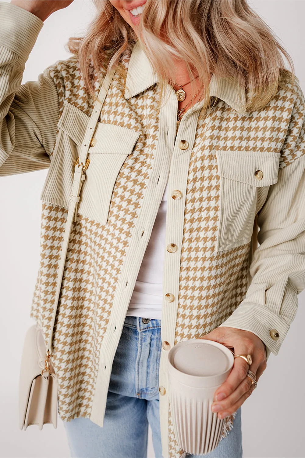 Autumnal Hues Corduroy and Houndstooth Shirt