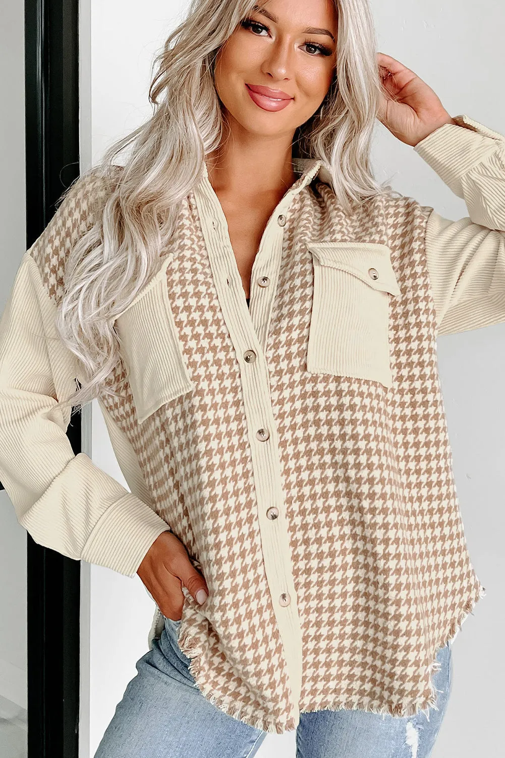 Autumnal Hues Corduroy and Houndstooth Shirt