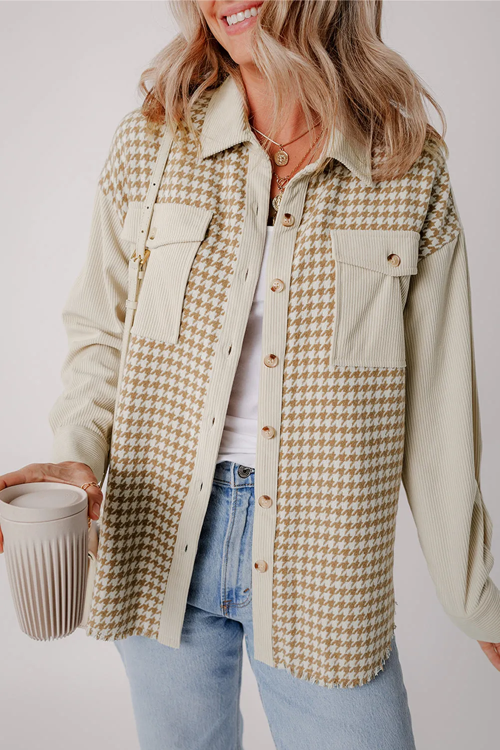 Autumnal Hues Corduroy and Houndstooth Shirt
