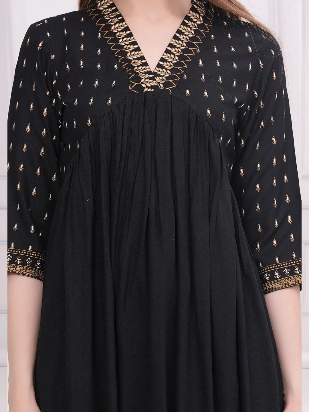 Black A-Line Midi Dress