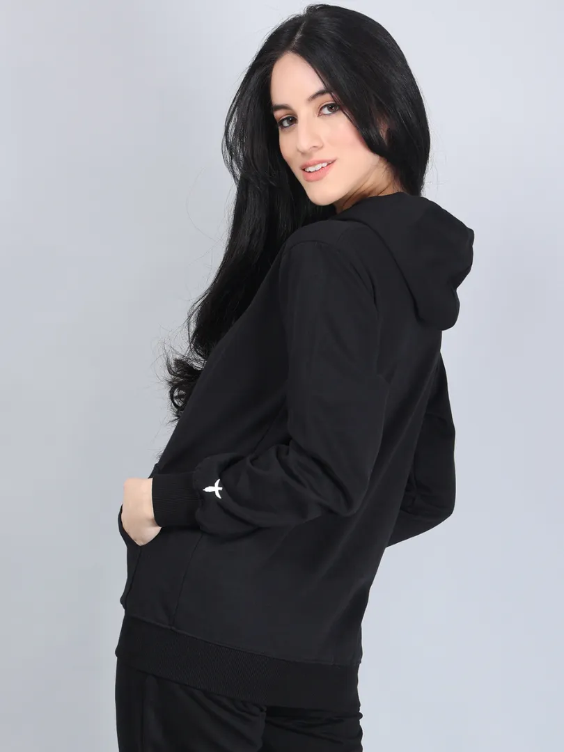 Black Relaxed Fit Hoodie for Women