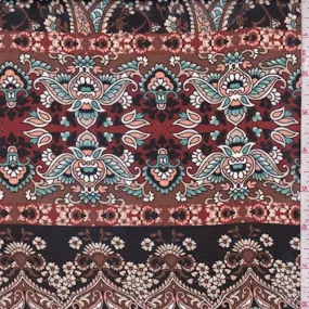 Black/Beige Multi Stylized Stripe Chiffon Fabric
