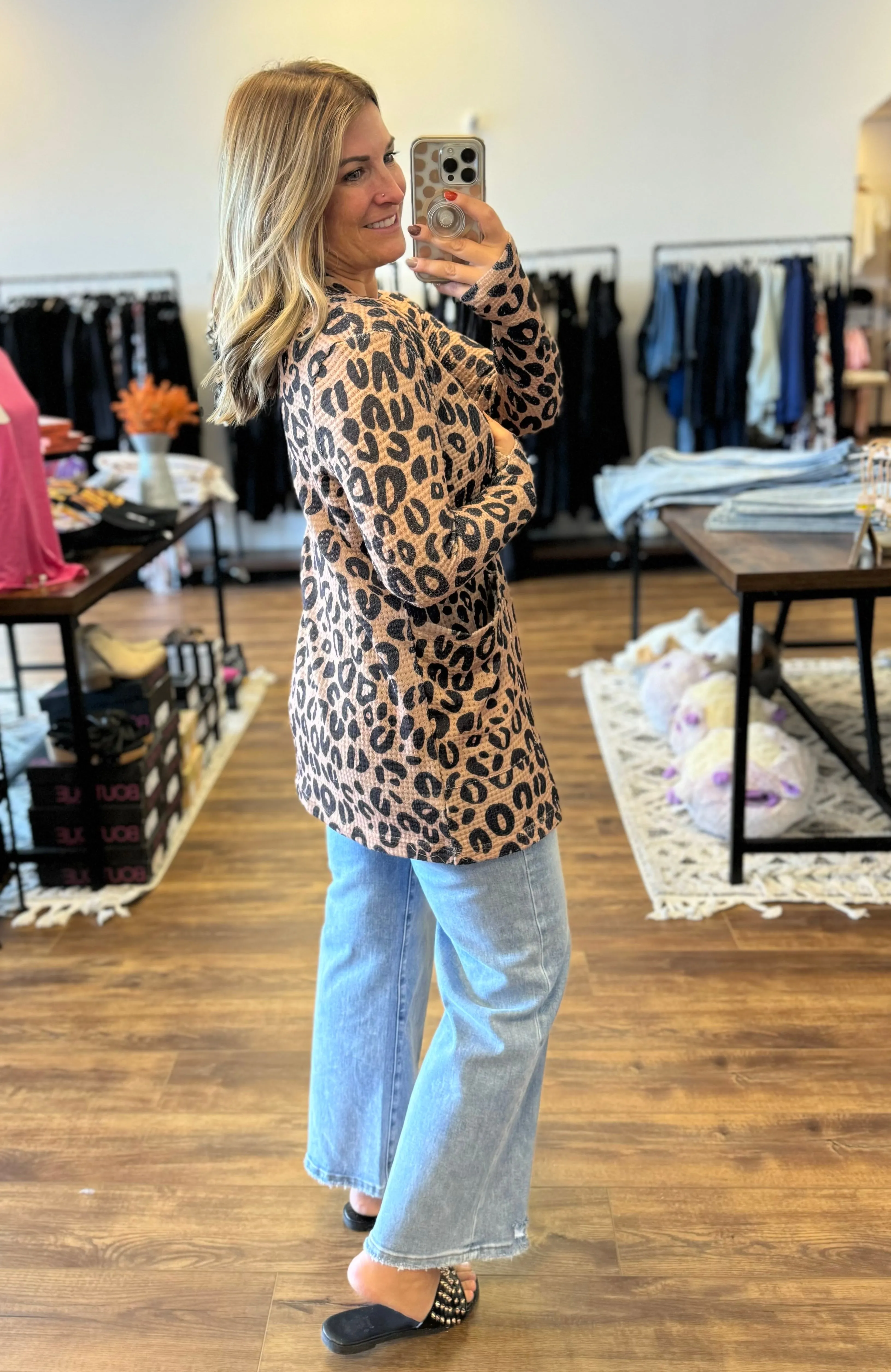 Cheetah Lola Waffle Knit Cardigan