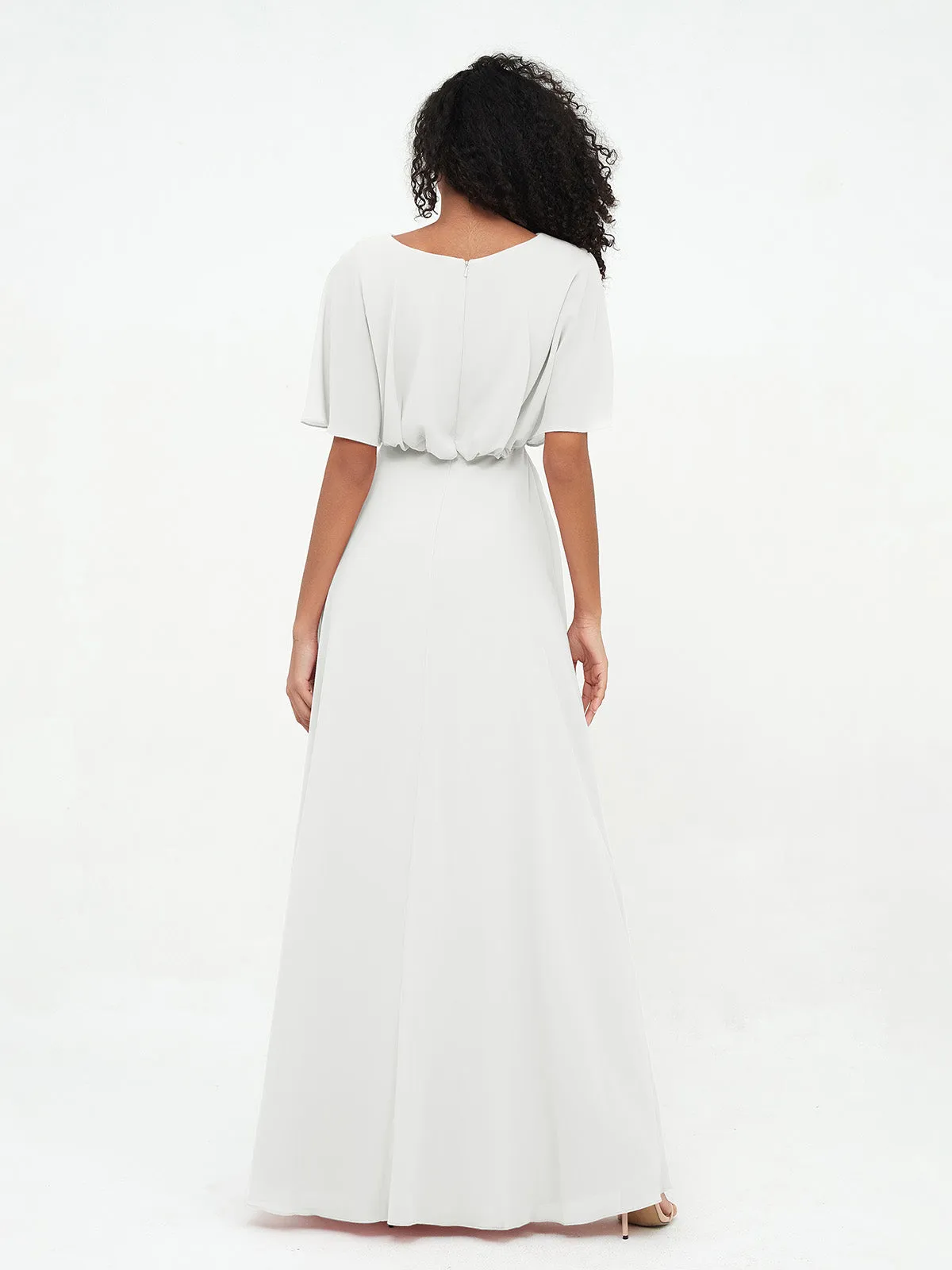 Chiffon Full Length Bridesmaid Dresses with Wrap Ivory