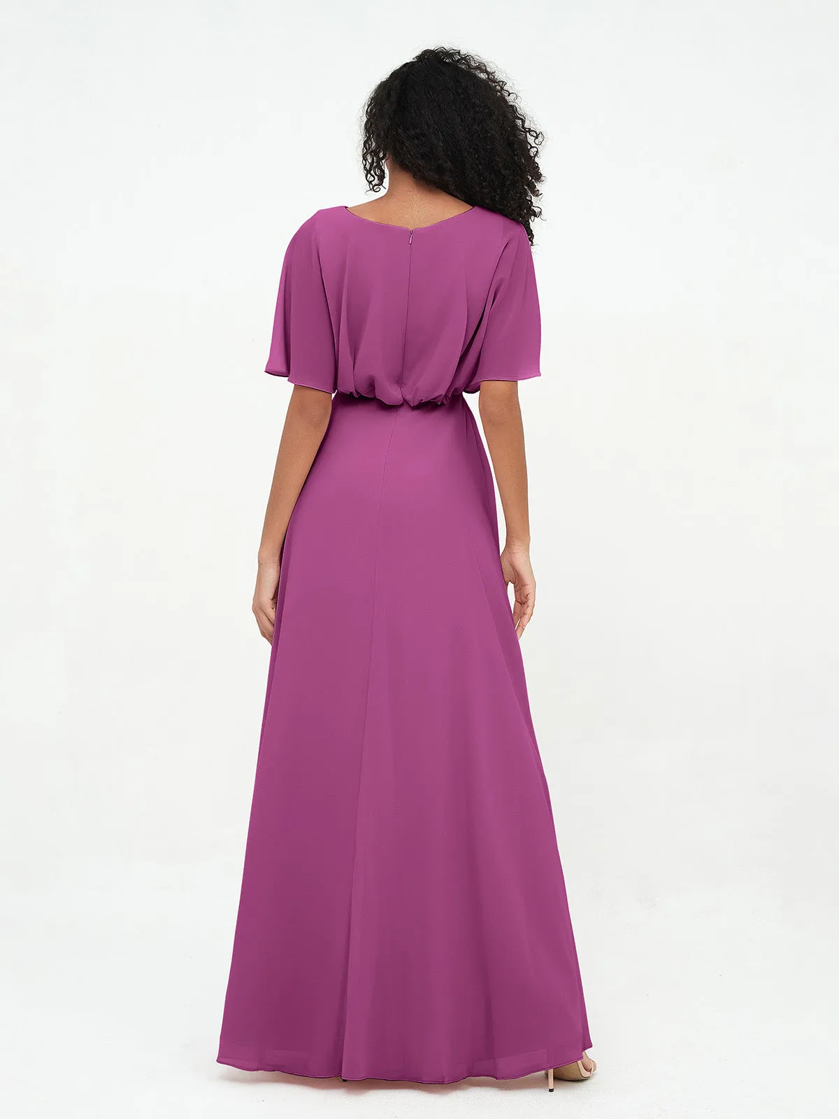 Chiffon Full Length Bridesmaid Dresses with Wrap Orchid Plus Size