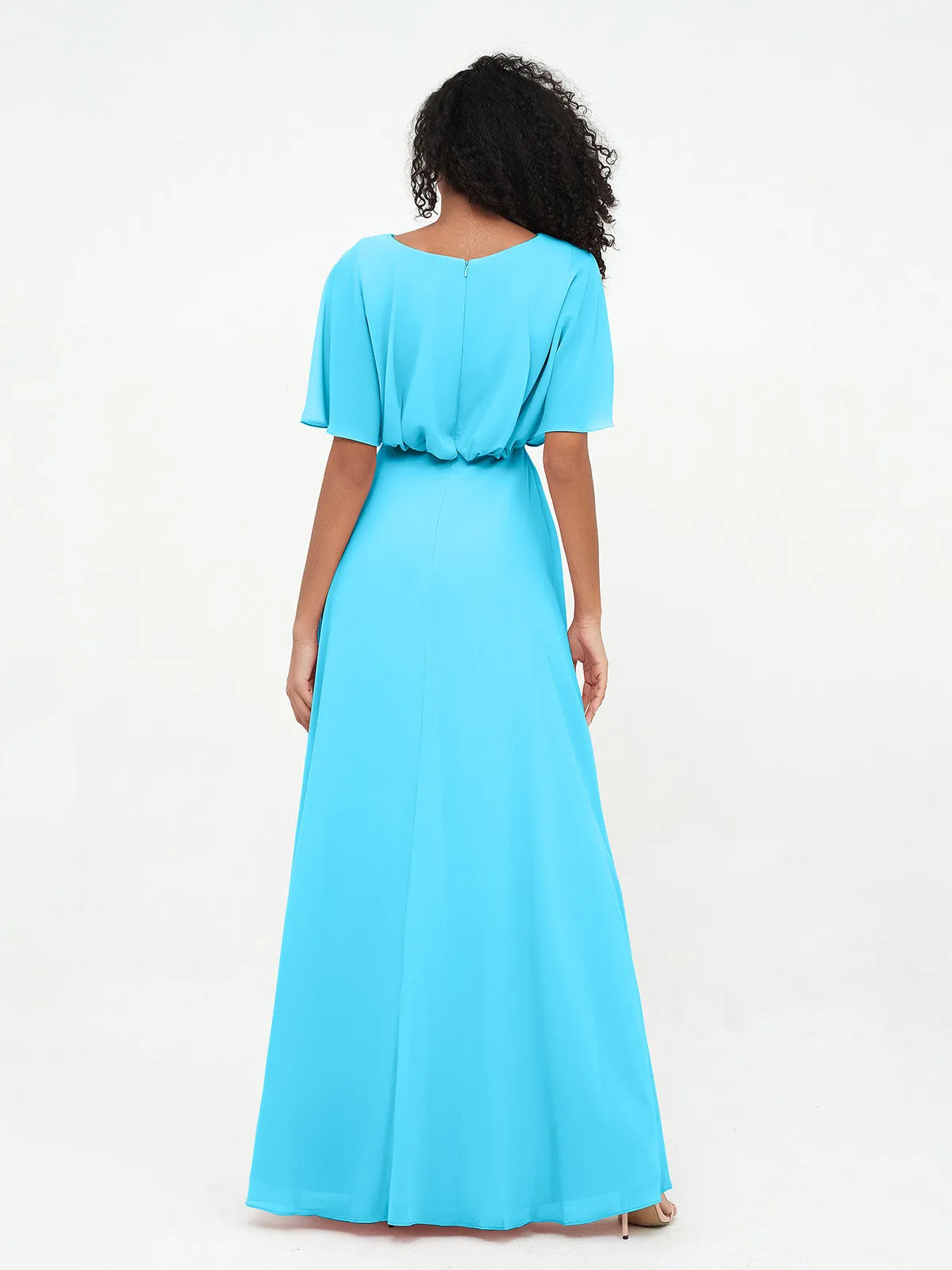 Chiffon Full Length Bridesmaid Dresses with Wrap Pool Plus Size