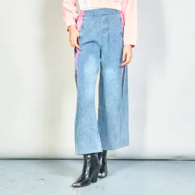 Contrast panel denim jogger pants wholesale