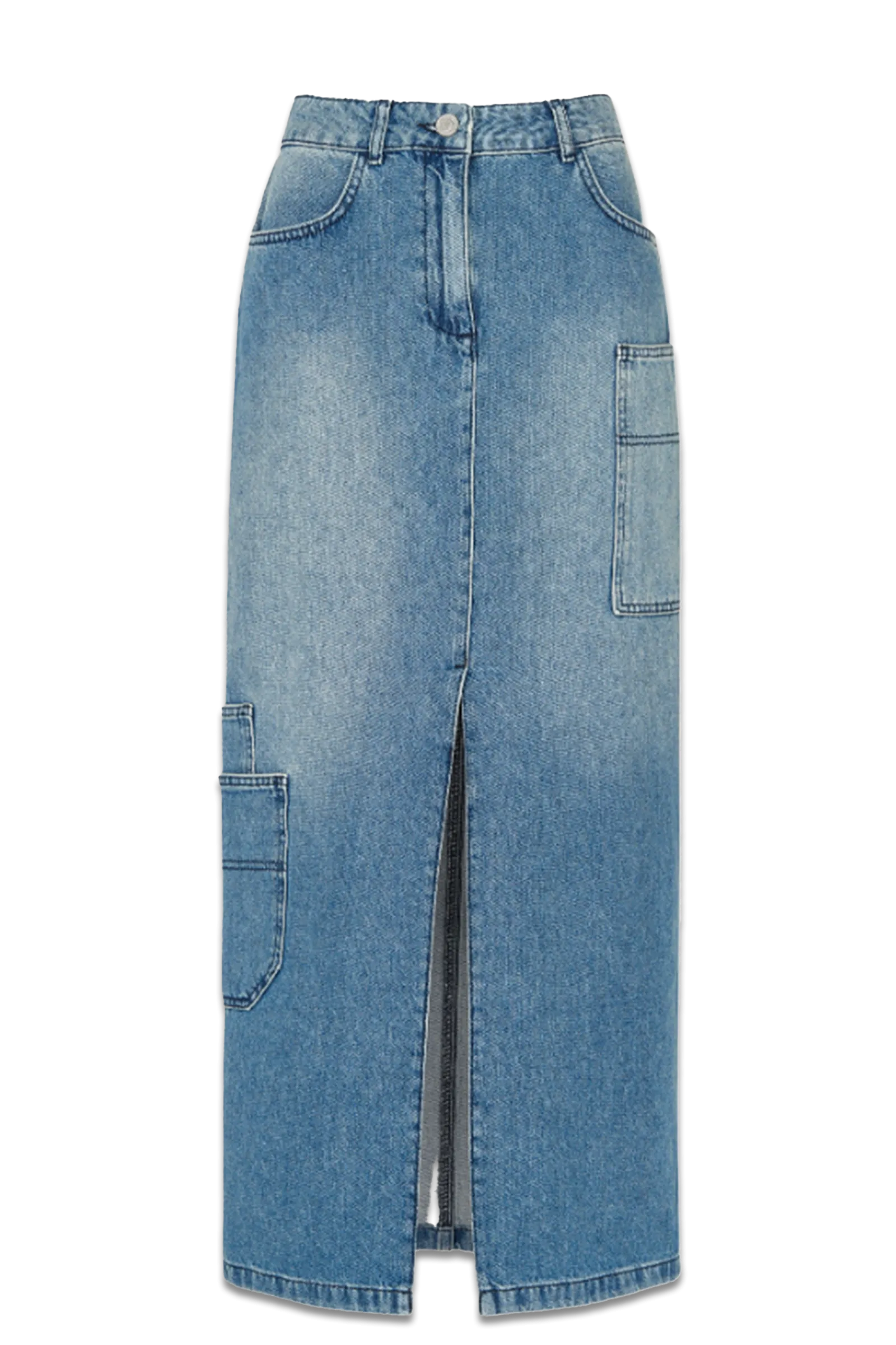 Cora Utility Denim Maxi Skirt