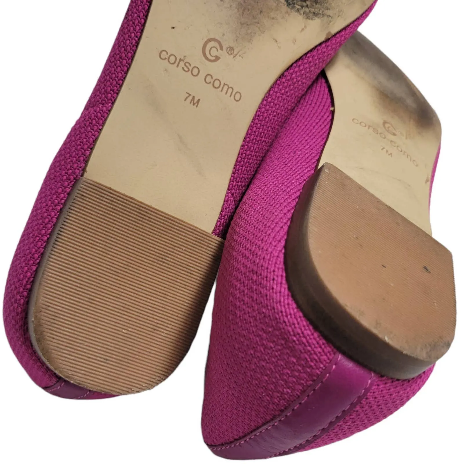 Corso Como Julia Knit Flats Fuchsia Fest Hot Pink Pointed Toe CC Slip On Size 7