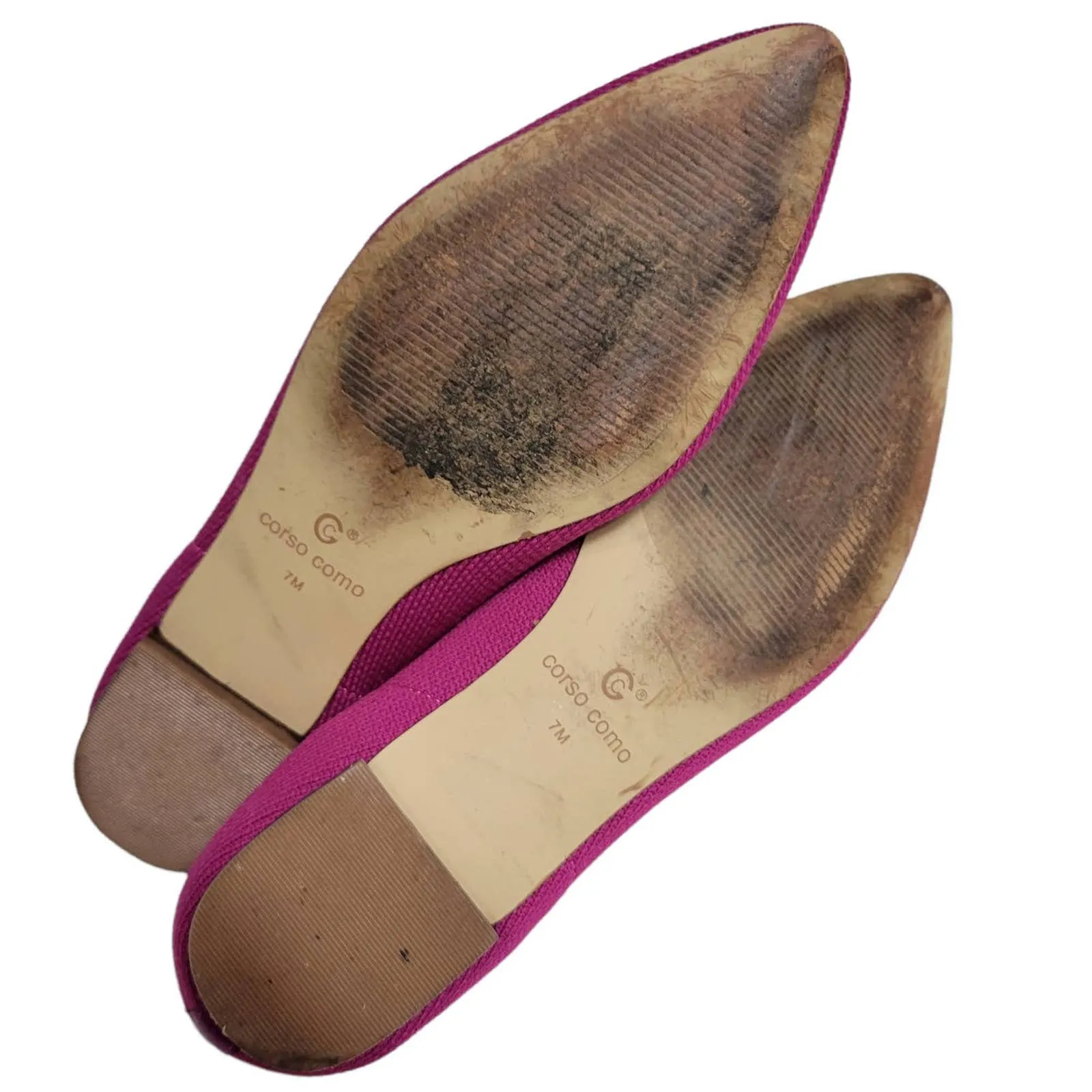 Corso Como Julia Knit Flats Fuchsia Fest Hot Pink Pointed Toe CC Slip On Size 7