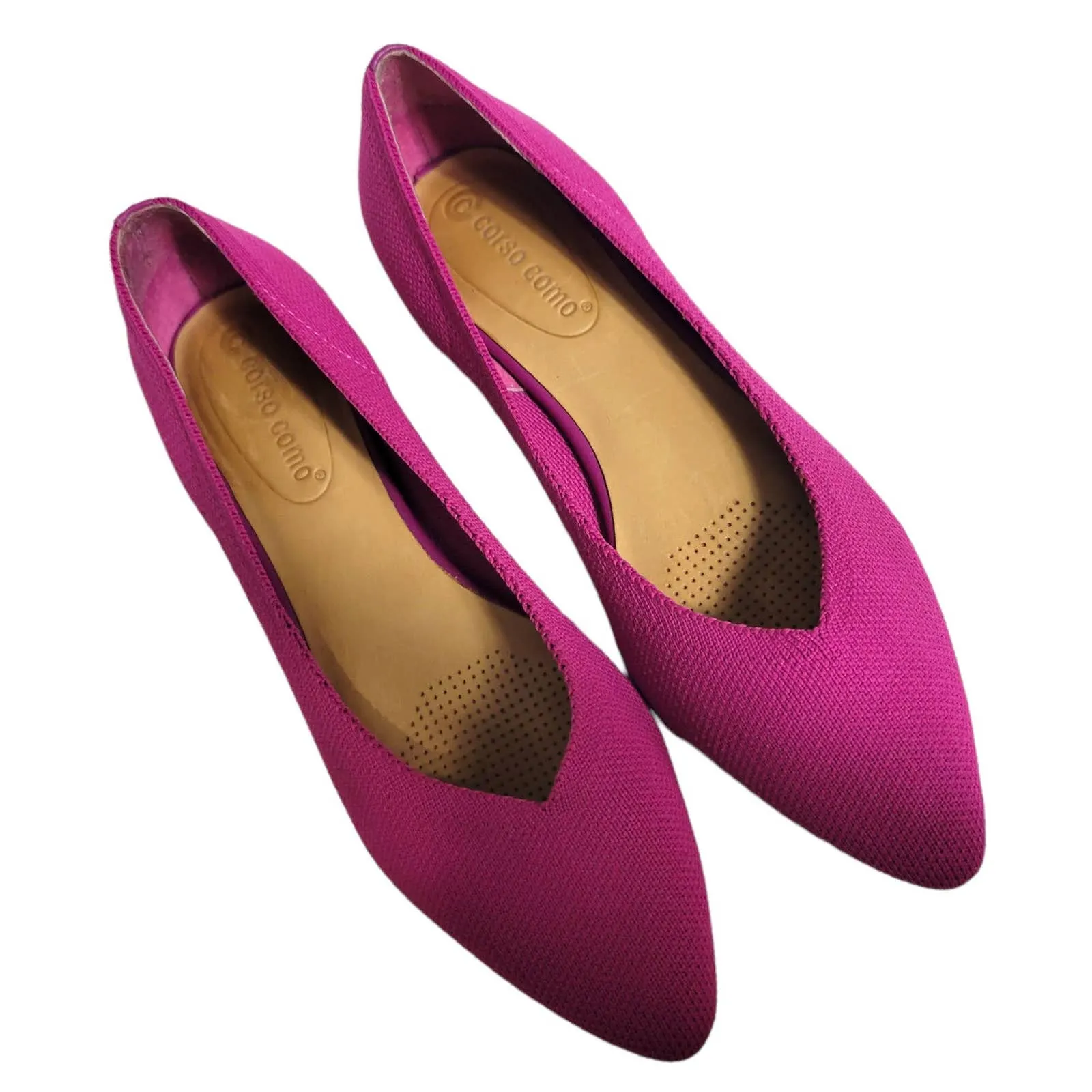 Corso Como Julia Knit Flats Fuchsia Fest Hot Pink Pointed Toe CC Slip On Size 7