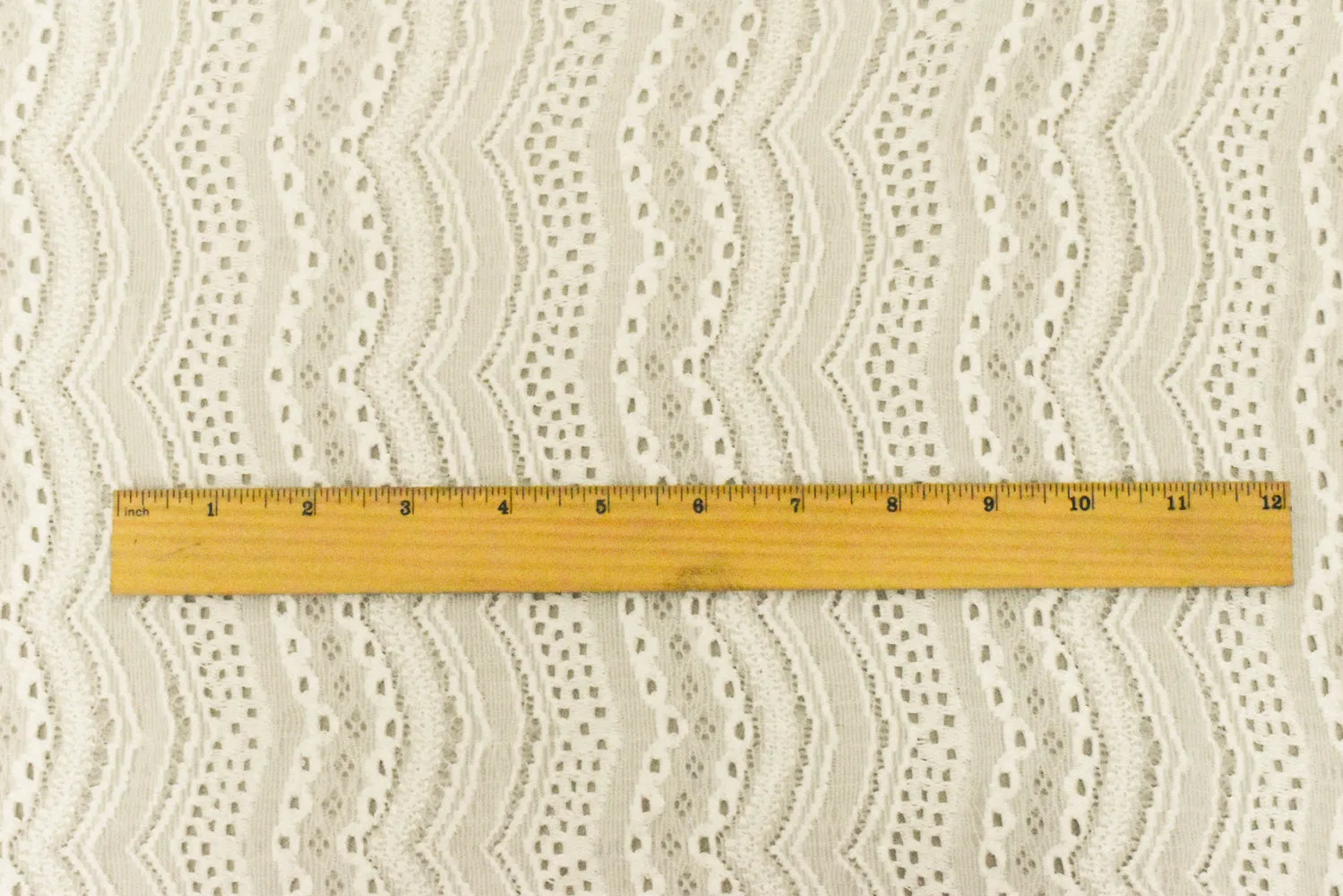 Cream Ivory Scallop Stretch Crochet Knit Fabric