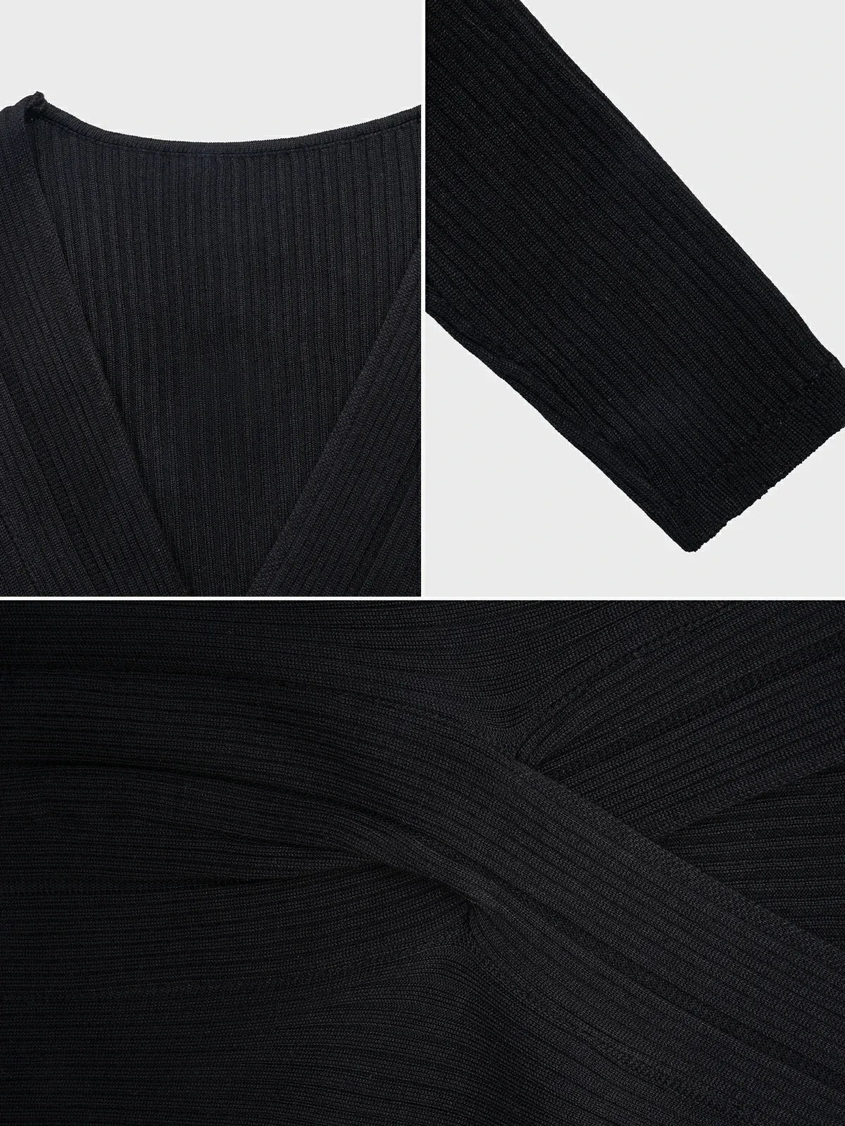 Cross V-neck Slim Fit Knit Midi Dress