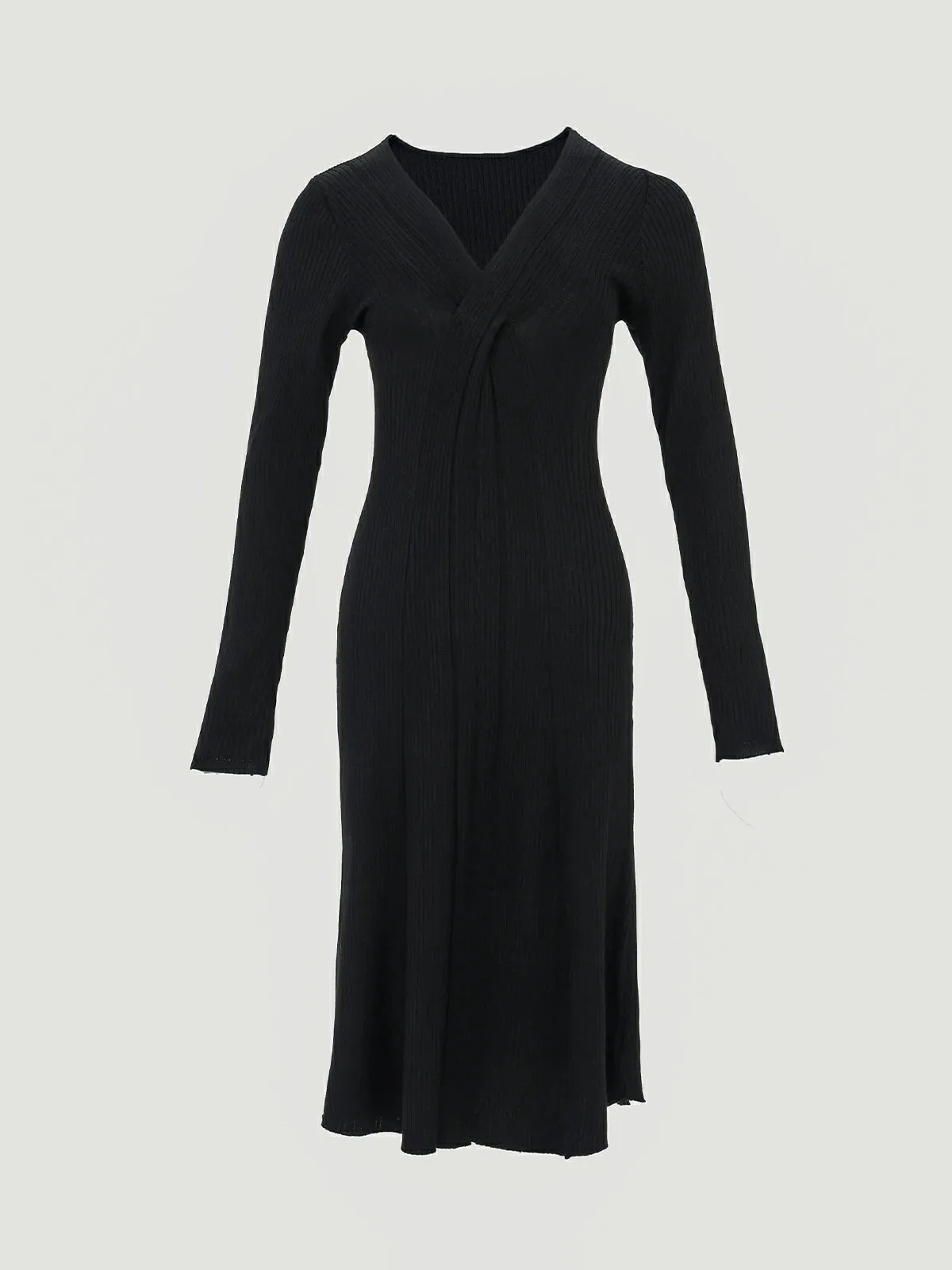 Cross V-neck Slim Fit Knit Midi Dress