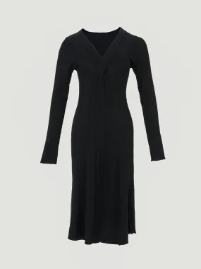 Cross V-neck Slim Fit Knit Midi Dress