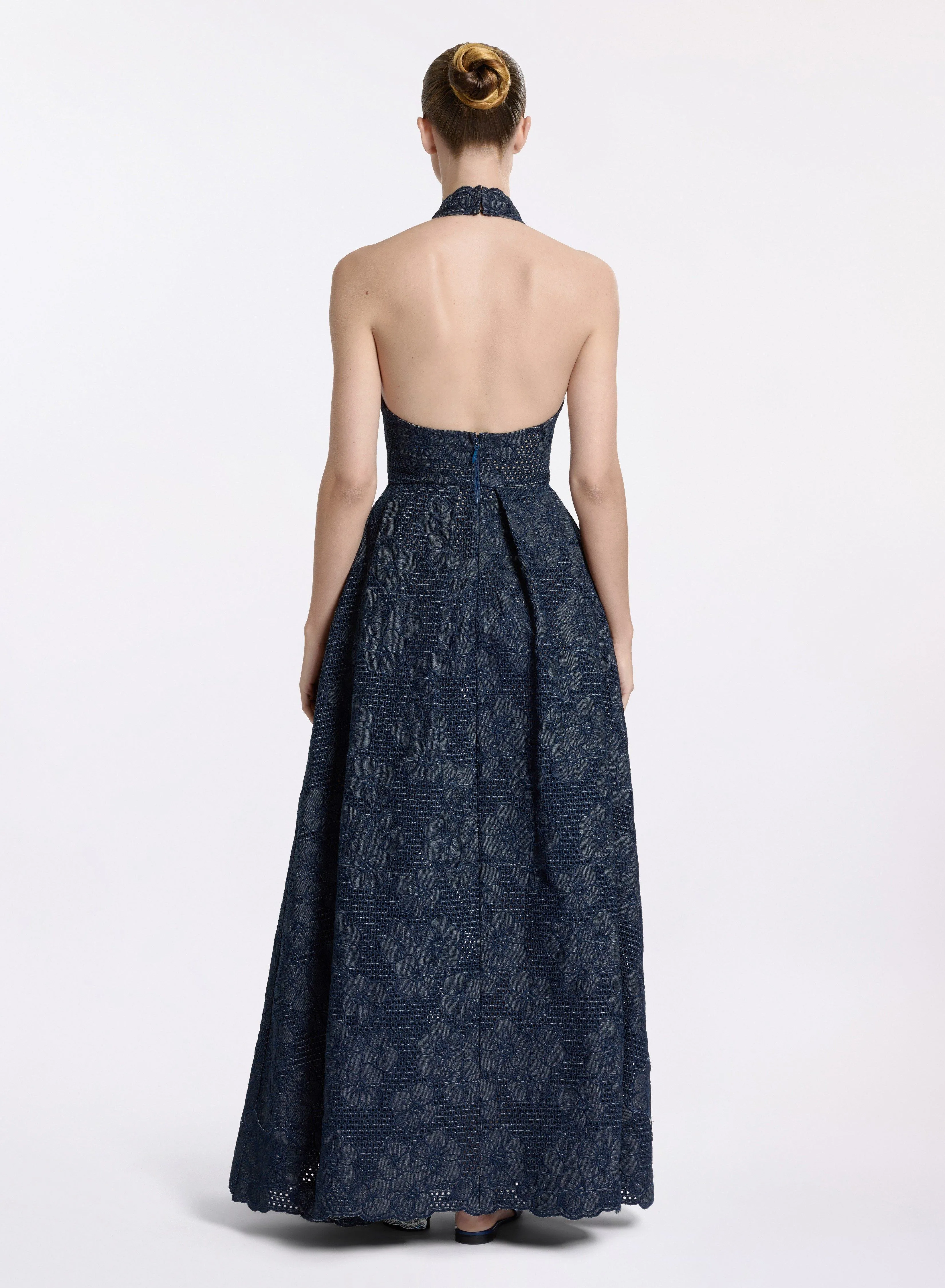 Denim Embroidered Midi Dress