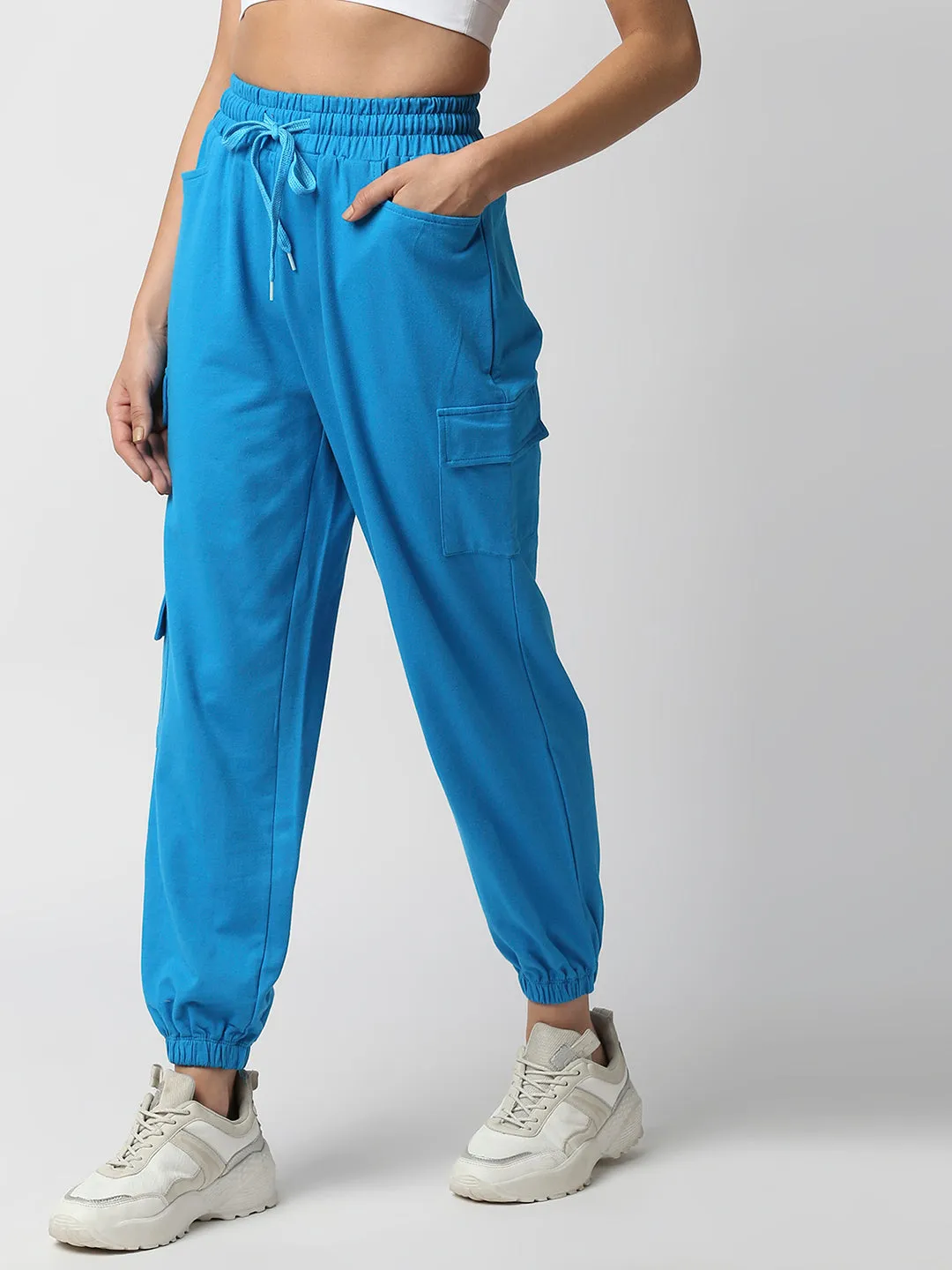 Disrupt Women's Cargo Pockets Blue Comfort Fit Jogger