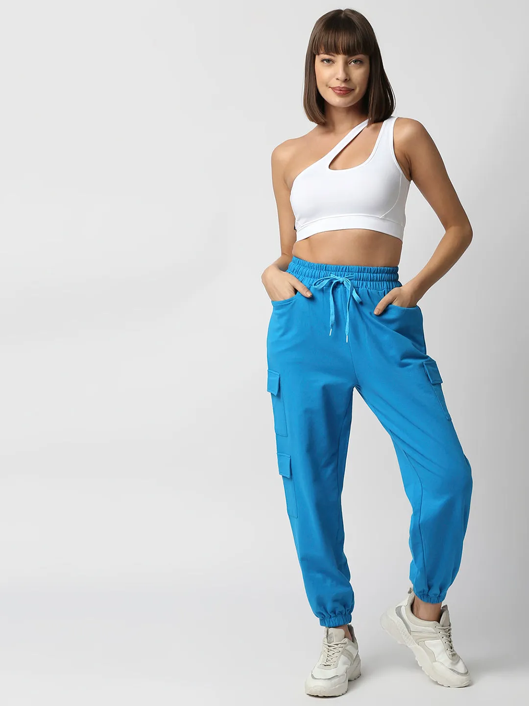 Disrupt Women's Cargo Pockets Blue Comfort Fit Jogger