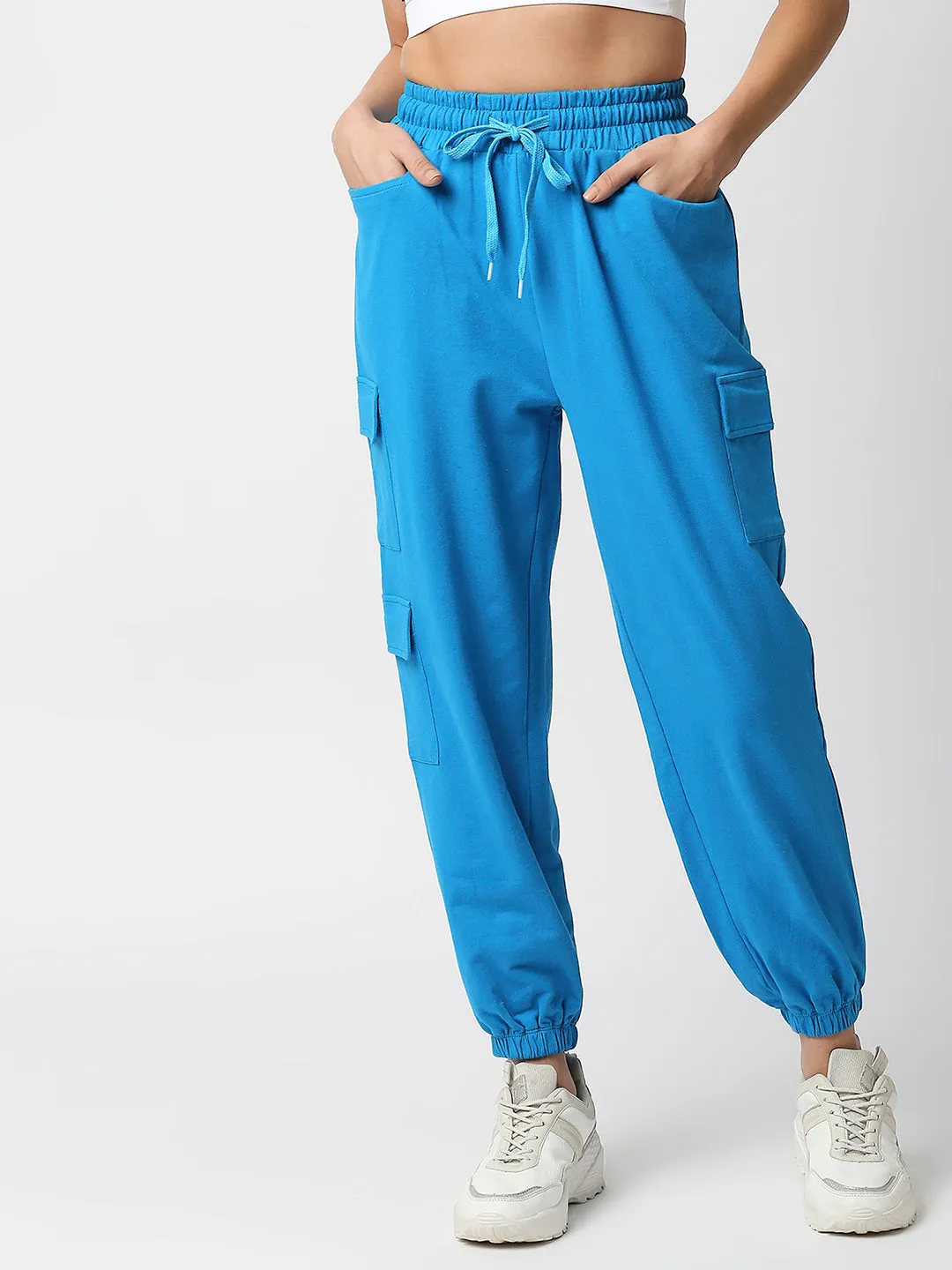 Disrupt Women's Cargo Pockets Blue Comfort Fit Jogger
