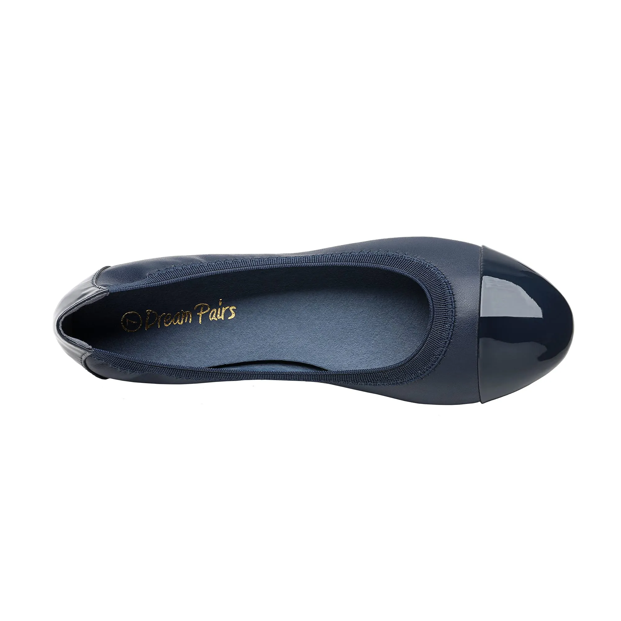 Dream Pairs Sole-Flex Navy Ballerina Fashion Slip On Walking Flats Ballerina Shoes
