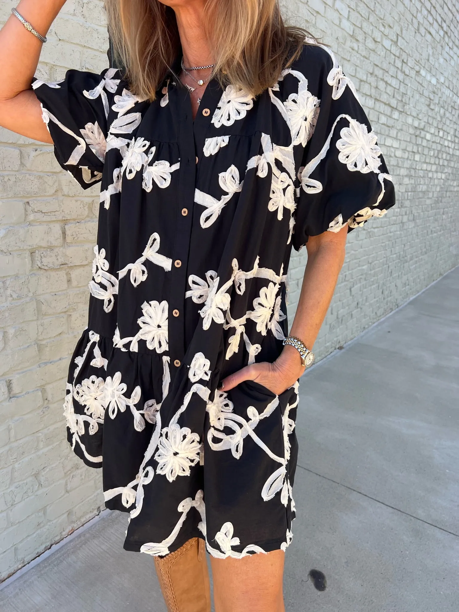 Entro | Mira Floral Dress Black