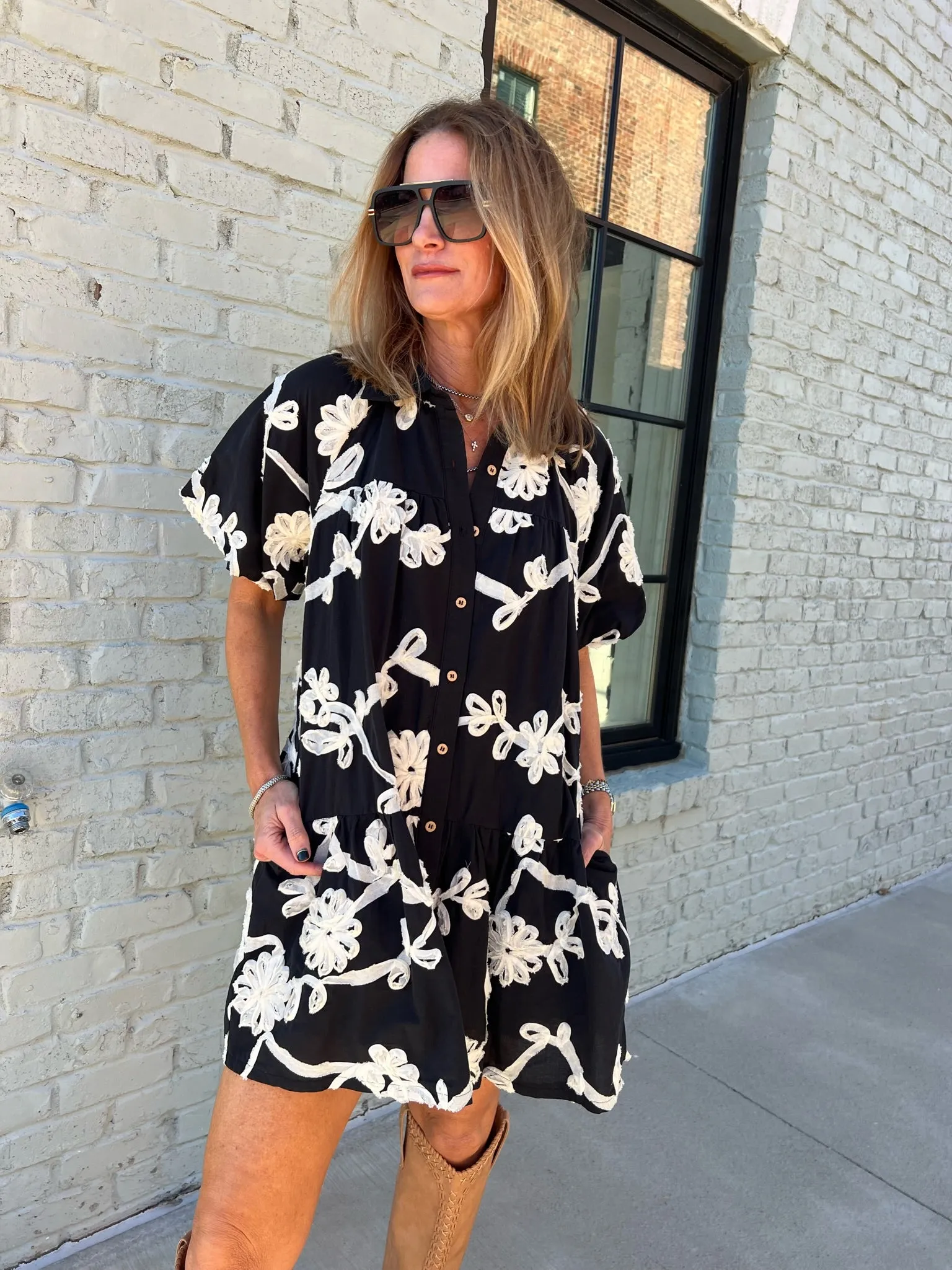 Entro | Mira Floral Dress Black