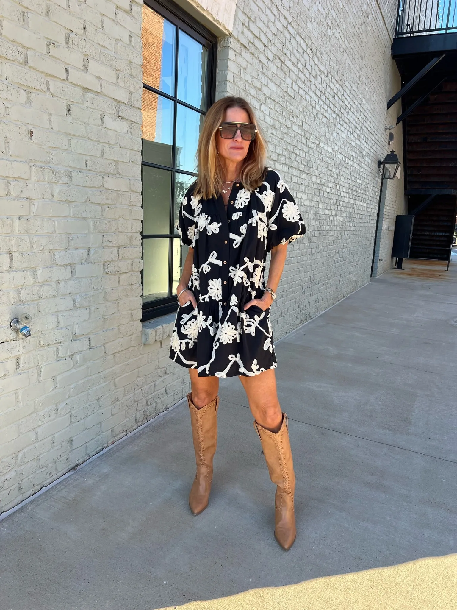 Entro | Mira Floral Dress Black