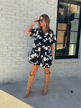 Entro | Mira Floral Dress Black