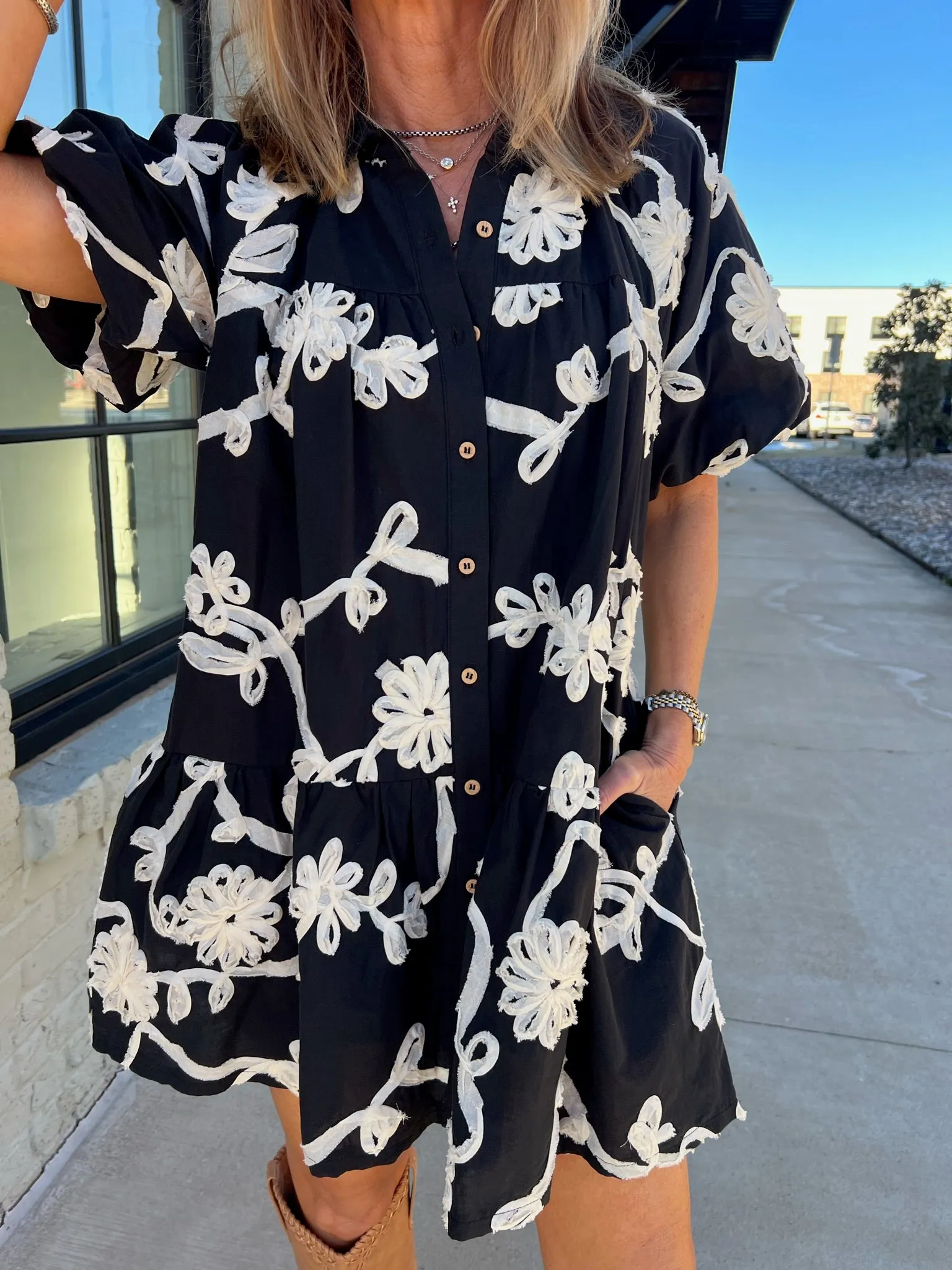 Entro | Mira Floral Dress Black