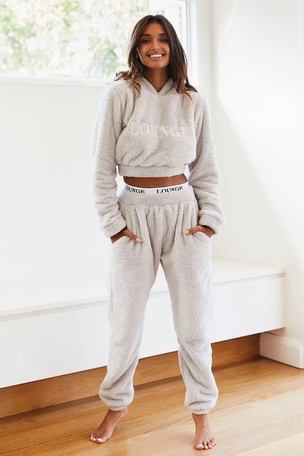 Frosted Grey Teddy Joggers