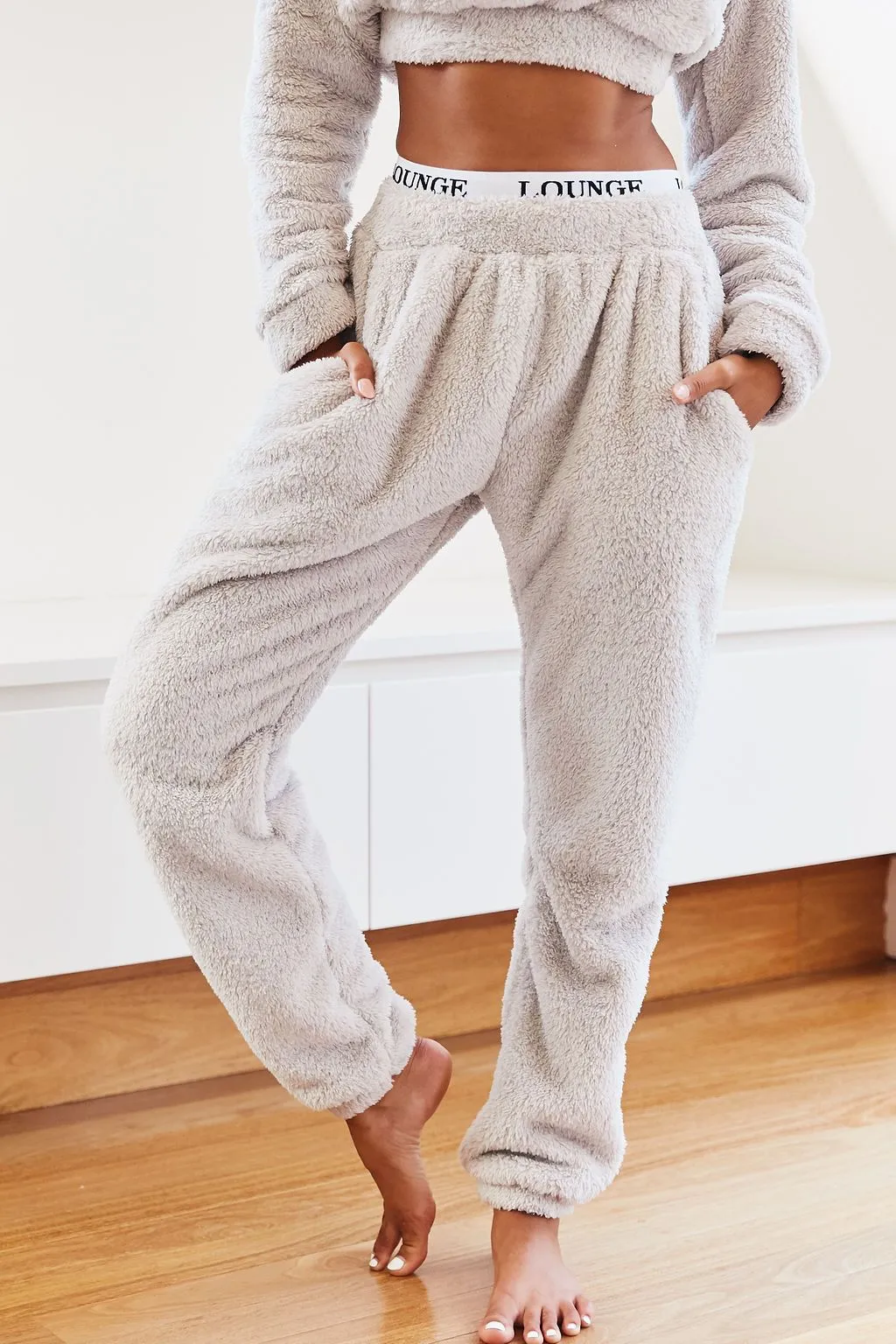Frosted Grey Teddy Joggers