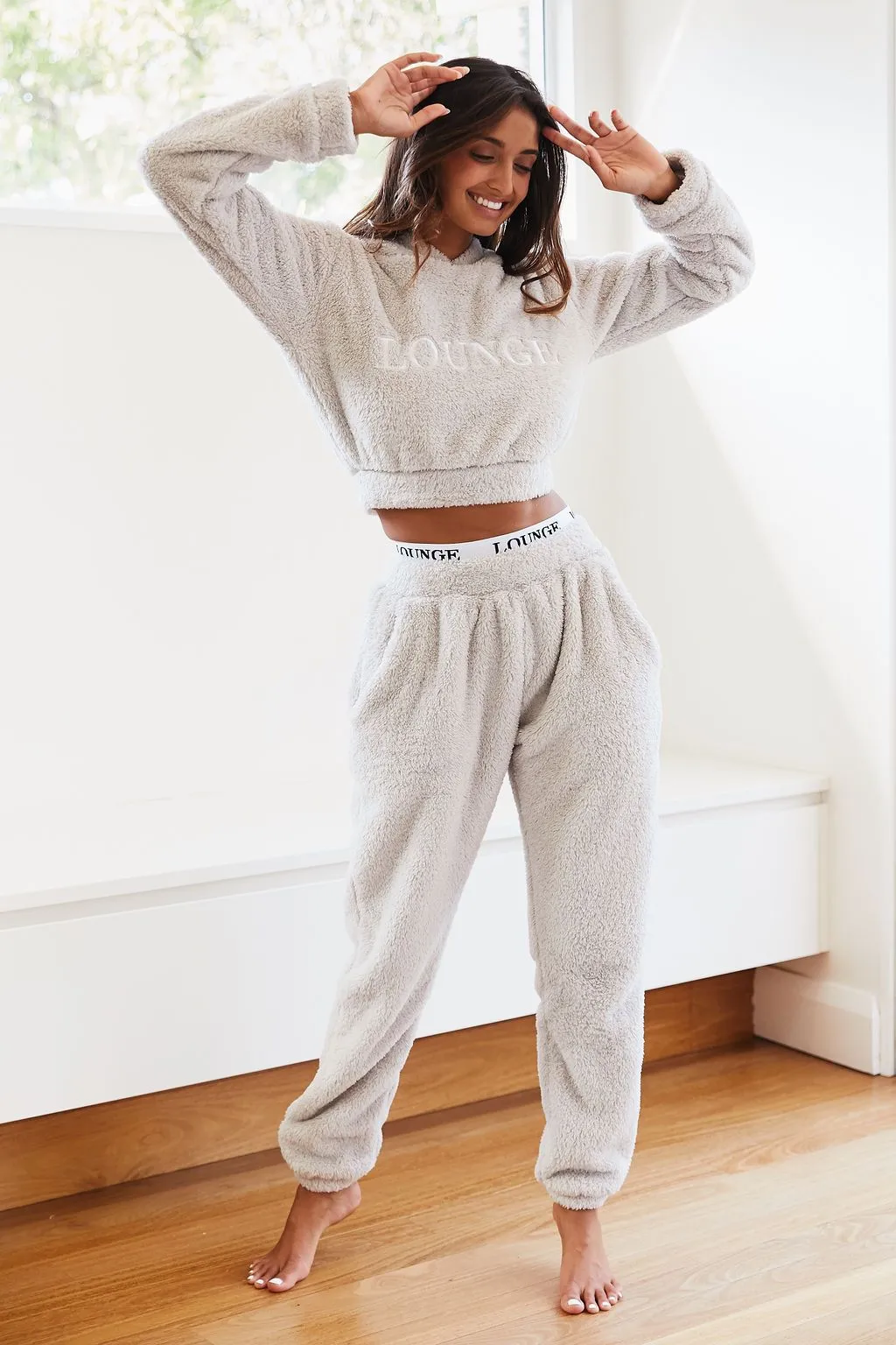 Frosted Grey Teddy Joggers