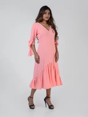 Graceful Bow V-Neck Dress