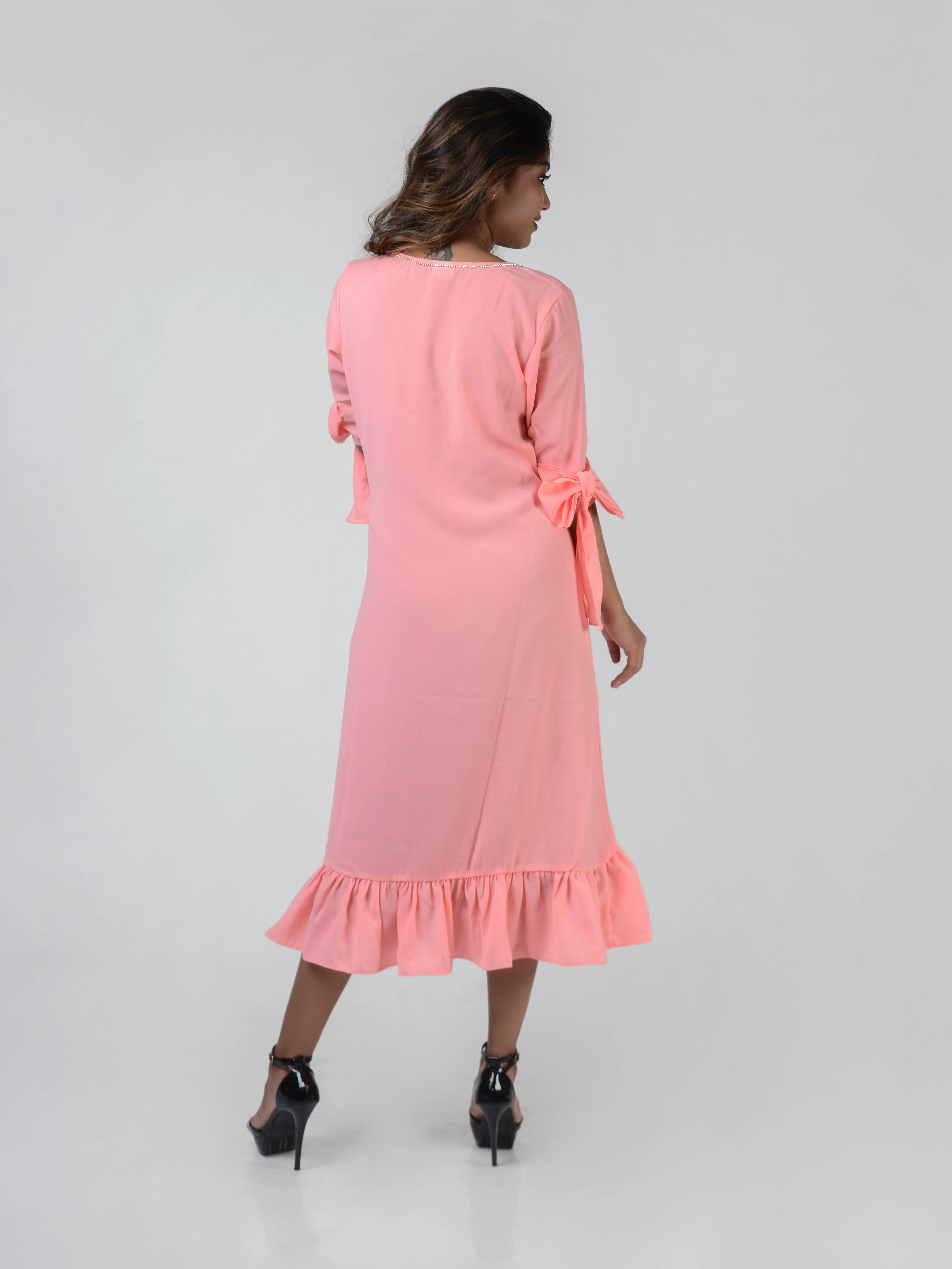 Graceful Bow V-Neck Dress
