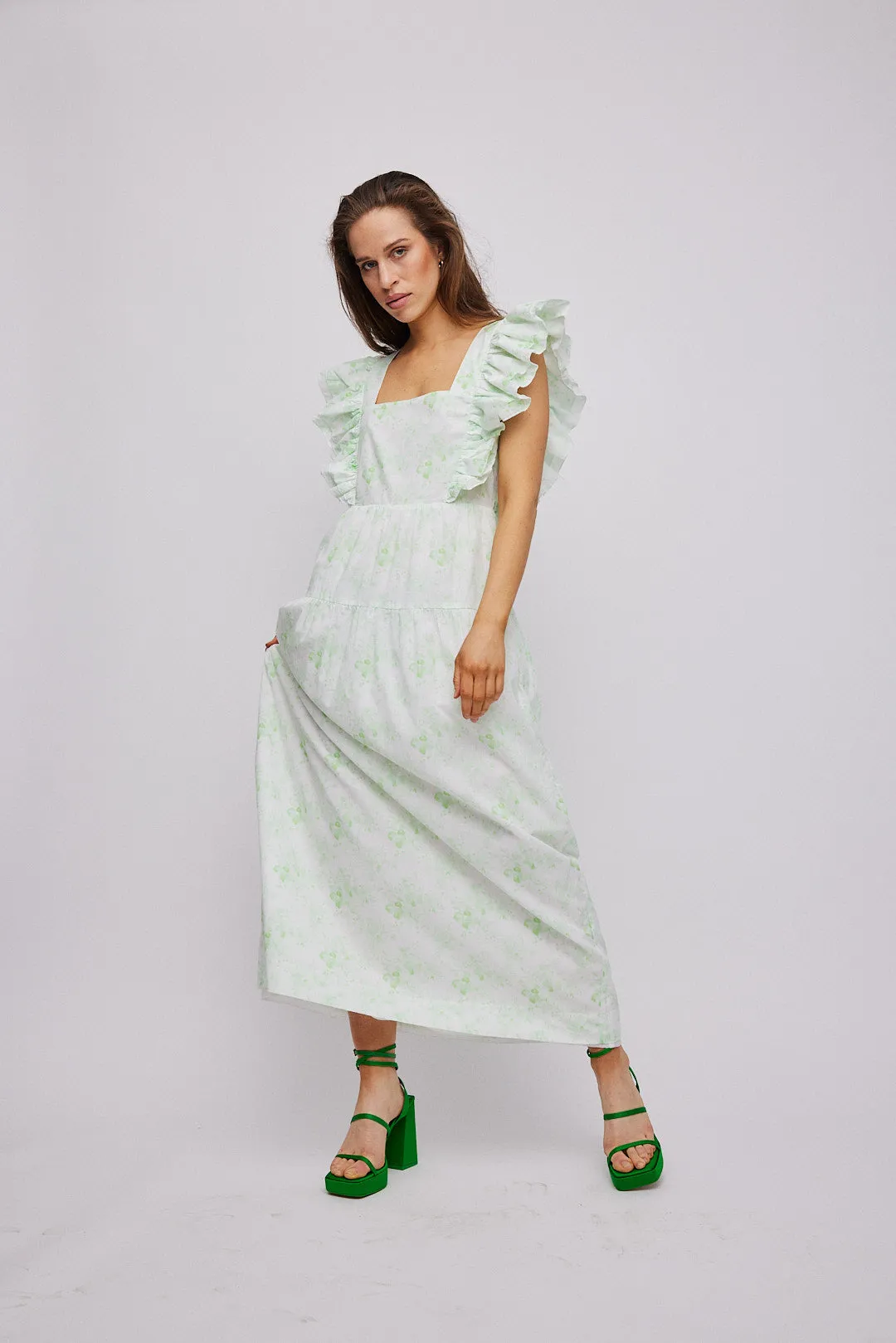 Greenpoint Maxi Dress - Green Flower