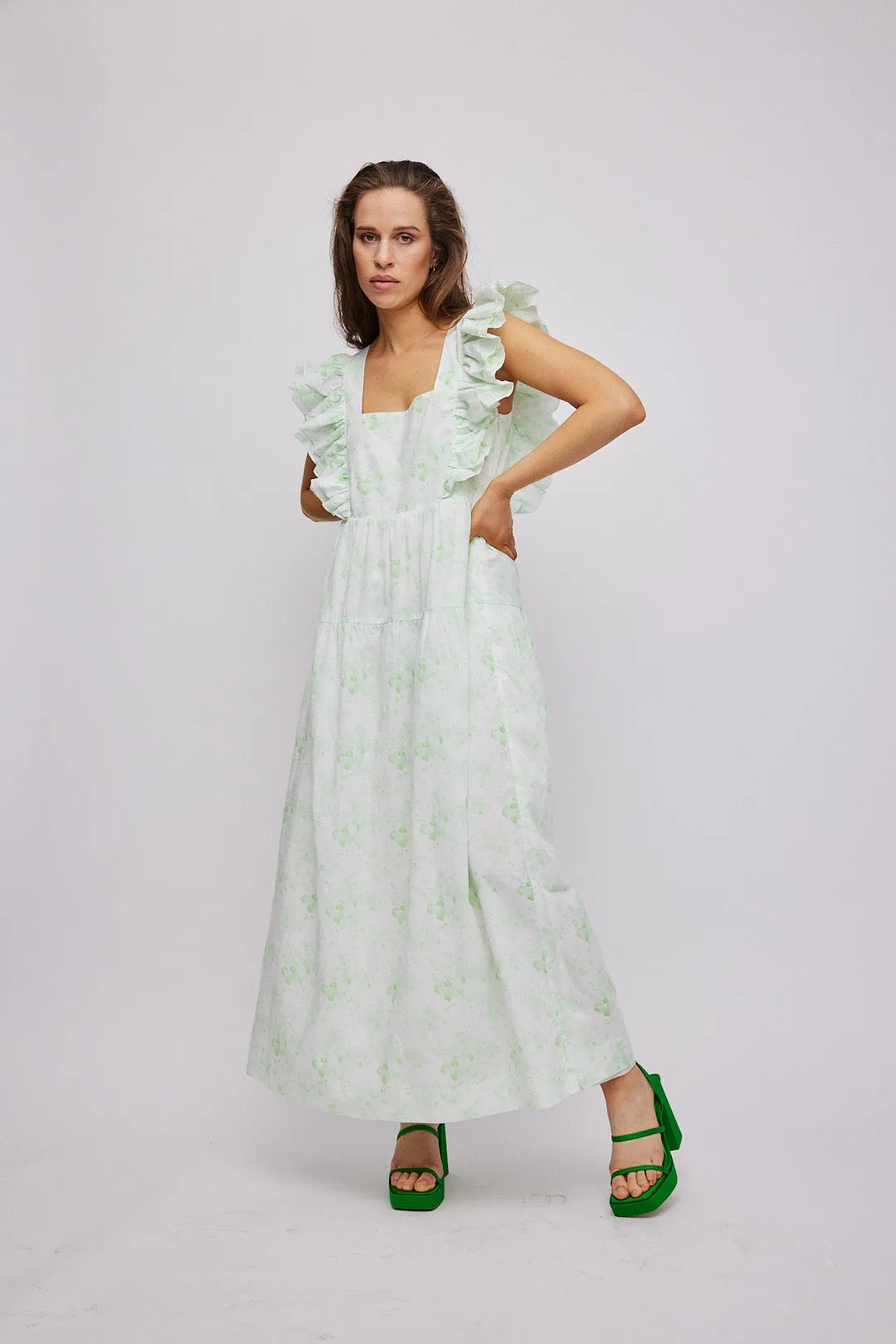 Greenpoint Maxi Dress - Green Flower