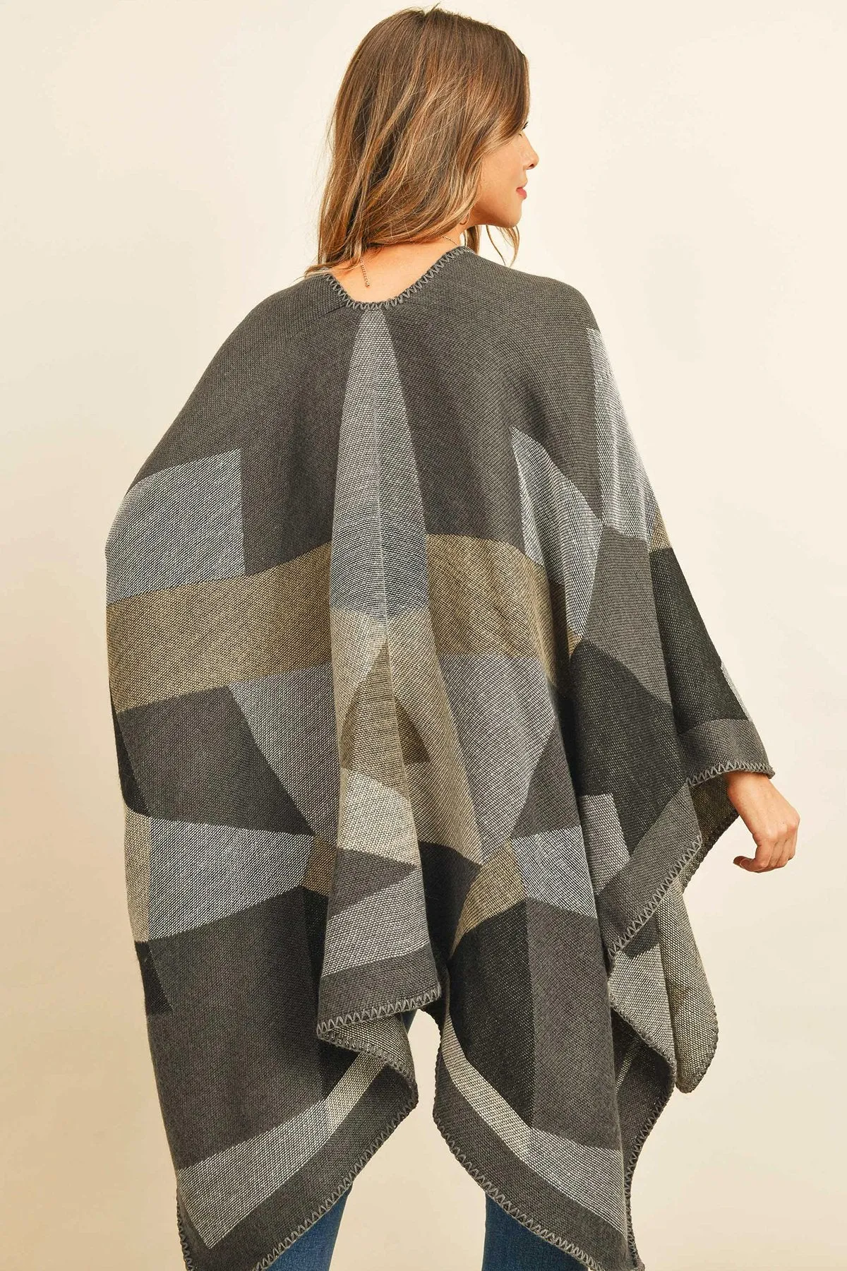 Hdf3149br - Brown Abstract Pattern Open Front Kimono